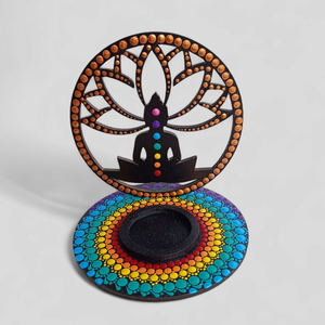 Mécsestartó árnyéklámpa - Buddha, Otthon & Életmód, Gyertya, illat, aroma, Mécses és mécsestartó, Festett tárgyak, MESKA