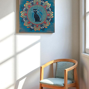 Macskaszem - foszforeszkáló cicás pontozott mandala - otthon & életmód - dekoráció - spiritualitás - mandala - Meska.hu