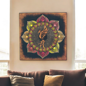 Főnixmadár pontozott mandala - tűz színekkel - otthon & életmód - dekoráció - spiritualitás - mandala - Meska.hu