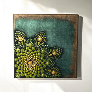 Zöldarany pontozott mandala - otthon & életmód - dekoráció - spiritualitás - mandala - Meska.hu