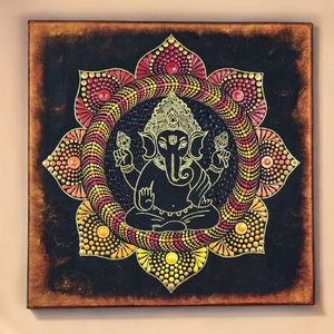 Ganesha pontozott mandala 30 cm, Otthon & Életmód, Dekoráció, Spiritualitás, Mandala, Festett tárgyak, MESKA
