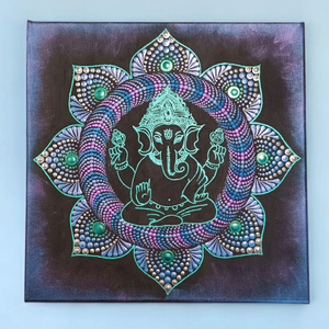 Ganesha pontozott mandala 30 cm, Otthon & Életmód, Dekoráció, Spiritualitás, Mandala, Festett tárgyak, MESKA