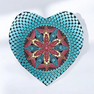 Türkiz virág - szív alakú pontozott mandala, Otthon & Életmód, Dekoráció, Spiritualitás, Mandala, Festészet, MESKA