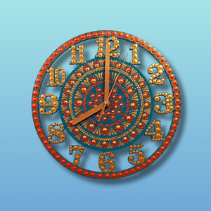 Türkiz-arany mandalás falióra - Meska.hu