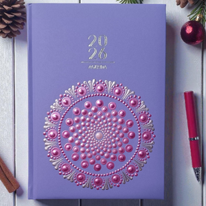 2026. évi napi beosztású mandalás határidőnapló - lila-ezüst - Meska.hu