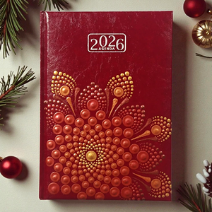 2026. évi napi beosztású mandalás határidőnapló - bordó-arany - Meska.hu