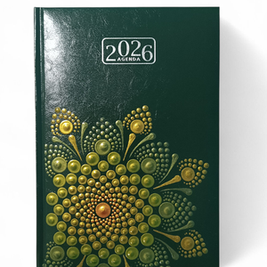 2026. évi napi beosztású mandalás határidőnapló - zöld-arany - otthon & életmód - papír, írószer - naptár & tervező - Meska.hu