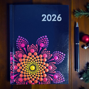 2026. évi heti beosztású mandalás határidőnapló - sárga-magenta - Meska.hu