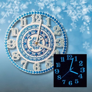 Foszforeszkáló (sötétben világító) mandalás falióra - Meska.hu