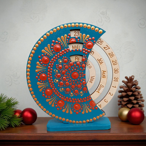 Mini öröknaptár - türkiz - vörösarany, Otthon & Életmód, Dekoráció, Fali és függő dekoráció, Falinaptár & Öröknaptár, Festett tárgyak, MESKA
