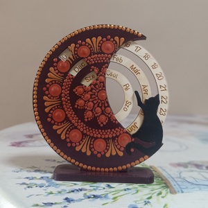 Mini cicás öröknaptár - padlizsán-vörösarany - otthon & életmód - dekoráció - fali és függő dekoráció - falinaptár & öröknaptár - Meska.hu