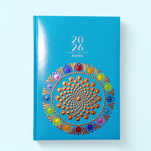 2026. évi napi beosztású mandalás határidőnapló - türkiz csakrák, Otthon & Életmód, Papír, írószer, Naptár & Tervező, Festett tárgyak, MESKA