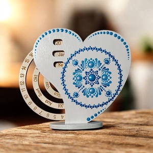 Szív alakú mini öröknaptár - kék-fehér, Otthon & Életmód, Dekoráció, Fali és függő dekoráció, Falinaptár & Öröknaptár, Festett tárgyak, MESKA