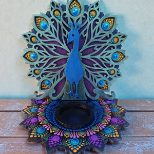 Mécsestartó - páva , Otthon & Életmód, Gyertya, illat, aroma, Mécses és mécsestartó, Festett tárgyak, MESKA