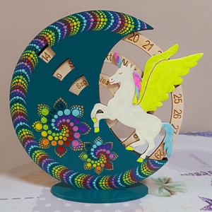 Foszforeszkáló szárnyas unikornis öröknaptár - otthon & életmód - dekoráció - fali és függő dekoráció - falinaptár & öröknaptár - Meska.hu