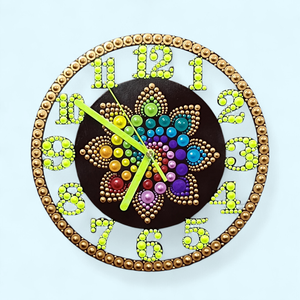 Foszforeszkáló (sötétben világító) mandalás falióra, Otthon & Életmód, Dekoráció, Fali és függő dekoráció, Falióra & óra, Festészet, Festett tárgyak, MESKA