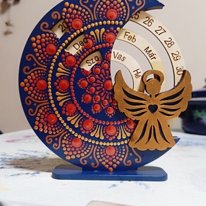 Angyalkás kis öröknaptár - kék-vörösarany - otthon & életmód - dekoráció - fali és függő dekoráció - falinaptár & öröknaptár - Meska.hu