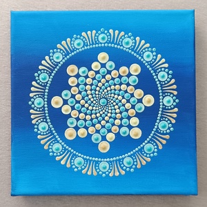Kék csillag foszforeszkáló mandala - otthon & életmód - dekoráció - spiritualitás - mandala - Meska.hu