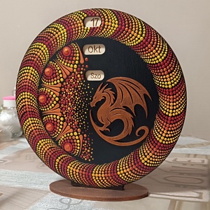 Sárkány mandala öröknaptár - kézzel festett  - otthon & életmód - dekoráció - fali és függő dekoráció - falinaptár & öröknaptár - Meska.hu