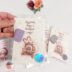 Karácsonyi köszönő ajándék, köszönő kártya bufferra, körömreszelővel, új - Meska.hu