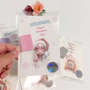 Karácsonyi köszönő ajándék, köszönő kártya bufferra, körömreszelővel, új - karácsony - karácsonyi ajándékozás - karácsonyi ajándékcsomagolás - Meska.hu