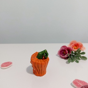 3D nyomtatott, kézzel festett, Halloweeni gonosz kis tökfej, Halloweeni faluhoz, városhoz, ajándékba, dekoráció, új - otthon & életmód - dekoráció - halloween - halloweeni dekoráció - Meska.hu