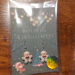 Személyre szabható,  Névre szóló Boldog Karácsonyt, csillogó Mézis fülbevaló csomag, díszcsomagolásban, új - Meska.hu