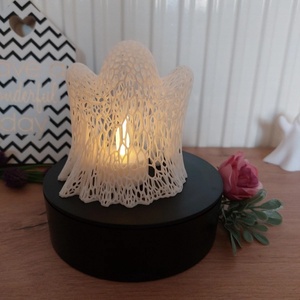 Voronart Little Ghost � háló mintás mécsestartó szellem, 3D nyomtatott + ajándék LED mécses  - otthon & életmód - gyertya, illat, aroma - mécses és mécsestartó - Meska.hu