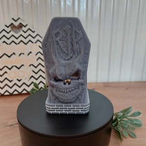 RIP feliratos, koponyás, koptattott sírkő hatású mécsestartó, gyertyatartó, őszi és téli dekoráció, új - otthon & életmód - gyertya, illat, aroma - mécses és mécsestartó - Meska.hu