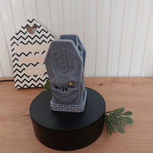 RIP feliratos, koponyás, koptattott sírkő hatású mécsestartó, gyertyatartó, őszi és téli dekoráció, új - otthon & életmód - gyertya, illat, aroma - mécses és mécsestartó - Meska.hu