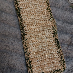 Horgolt gyöngyös - strasszos telefon tartó, toll tartó, mini kézi táska - táska & tok - variálható táska - Meska.hu