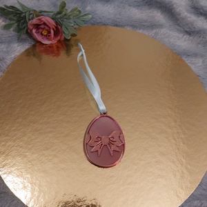 Színjátszó húsvéti tojás dísz � rózsaszín-arany dekoráció szalaggal, Otthon & Életmód, Dekoráció, Húsvéti asztaldíszek, Mindenmás, MESKA