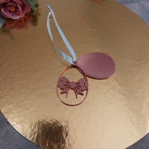 Színjátszó húsvéti tojás dísz � rózsaszín-arany dekoráció szalaggal - otthon & életmód - dekoráció - húsvéti asztaldíszek - Meska.hu