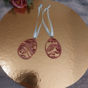 Színjátszó húsvéti tojás dísz � rózsaszín-arany dekoráció szalaggal 2 db-os csomagban  - otthon & életmód - dekoráció - húsvéti asztaldíszek - Meska.hu