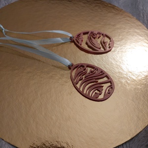 Színjátszó húsvéti tojás dísz � rózsaszín-arany dekoráció szalaggal 2 db-os csomagban  - otthon & életmód - dekoráció - húsvéti asztaldíszek - Meska.hu