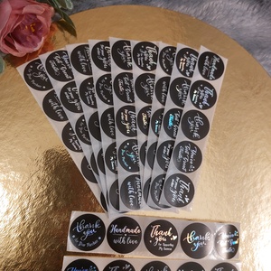 Thank you, Handmade, Köszönöm fekete, színjátszó,  holografikus matrica - otthon & életmód - papír, írószer - matrica, matrica csomag - Meska.hu