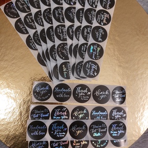 Thank you, Handmade, Köszönöm fekete, színjátszó,  holografikus matrica - otthon & életmód - papír, írószer - matrica, matrica csomag - Meska.hu