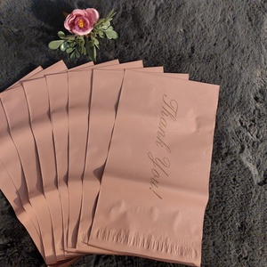 Thank you rózsaszín erős, vízálló futártasakok arany felirattal, 10 db, csomagban, Kellékek & szerszámok, Vegyes alapanyag, Egyéb alapanyag, Mindenmás, MESKA