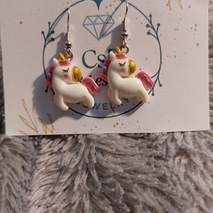 Cuki csillámos unikornisos logó fülbevaló � antiallergén, Ékszer, Fülbevaló, Lógó fülbevaló, Mindenmás, MESKA