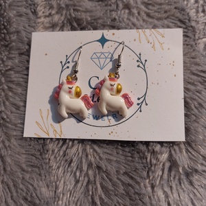 Cuki csillámos unikornisos logó fülbevaló � antiallergén - ékszer - fülbevaló - lógó fülbevaló - Meska.hu