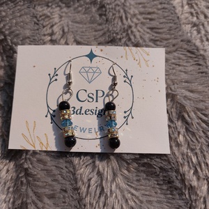Elegáns Kék napkő fülbevaló strasszokkal � antiallergén, Ékszer, Fülbevaló, Lógó fülbevaló, Ékszerkészítés, MESKA