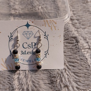 Elegáns Kék napkő fülbevaló strasszokkal � antiallergén - ékszer - fülbevaló - lógó fülbevaló - Meska.hu