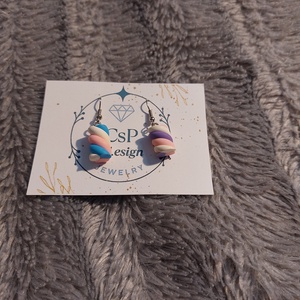 Cukorka hatású lógó asszimetrikus fülbevaló � antiallergén - ékszer - fülbevaló - lógó fülbevaló - Meska.hu