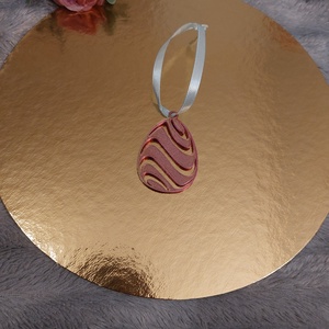 Színjátszó húsvéti tojás dísz � rózsaszín-arany dekoráció szalaggal - otthon & életmód - dekoráció - húsvéti asztaldíszek - Meska.hu