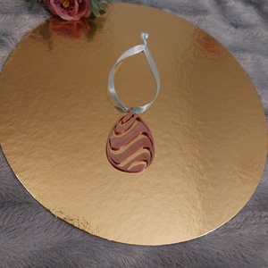 Színjátszó húsvéti tojás dísz � rózsaszín-arany dekoráció szalaggal, Otthon & Életmód, Dekoráció, Húsvéti asztaldíszek, Mindenmás, MESKA