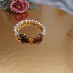 Sárkányos rózsakvarc és tigrisszem karkötő - rugalmas , Ékszer, Karkötő, Gyöngyös karkötő, Mindenmás, MESKA