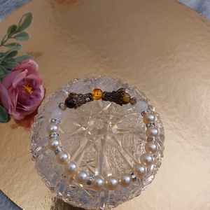 Sárkányos rózsakvarc és tigrisszem karkötő - rugalmas  - ékszer - karkötő - gyöngyös karkötő - Meska.hu