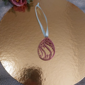 Színjátszó húsvéti tojás dísz � rózsaszín-arany dekoráció szalaggal - Meska.hu