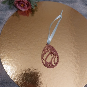 Színjátszó húsvéti tojás dísz � rózsaszín-arany dekoráció szalaggal - ünnepi díszek, dekorációk - húsvéti díszek és dekorációk - húsvéti tojásfadíszek - Meska.hu