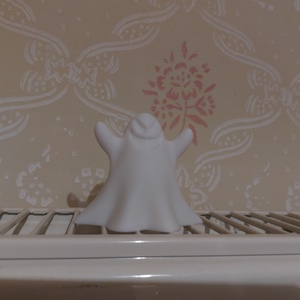 Cuki 3D nyomtatott fehér szellem + ajándék led mécses - otthon & életmód - gyertya, illat, aroma - mécses és mécsestartó - Meska.hu